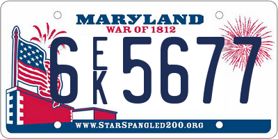 MD license plate 6EK5677