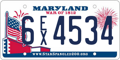 MD license plate 6EX4534