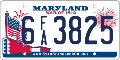 MD license plate 6FA3825