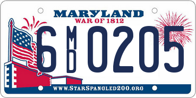 MD license plate 6MD0205