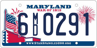 MD license plate 6MD0291