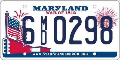 MD license plate 6MD0298