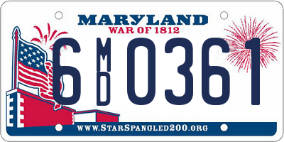 MD license plate 6MD0361