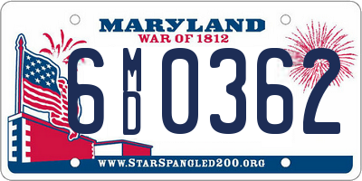 MD license plate 6MD0362