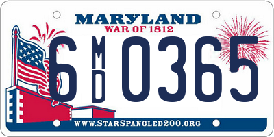 MD license plate 6MD0365