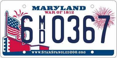 MD license plate 6MD0367