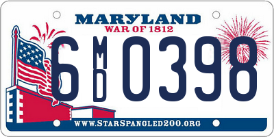 MD license plate 6MD0398