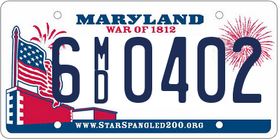 MD license plate 6MD0402