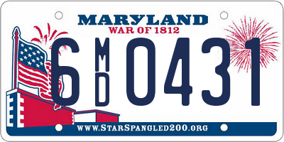 MD license plate 6MD0431