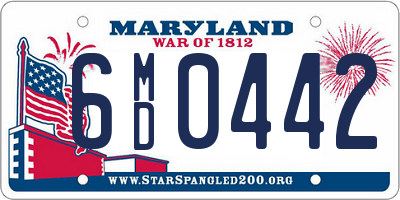 MD license plate 6MD0442