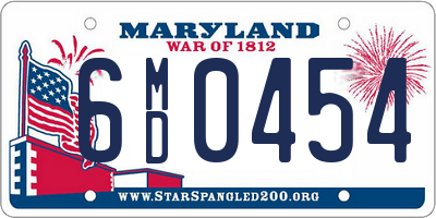 MD license plate 6MD0454