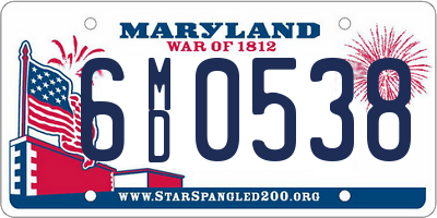 MD license plate 6MD0538