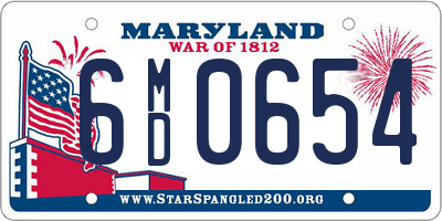 MD license plate 6MD0654