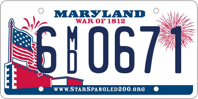 MD license plate 6MD0671