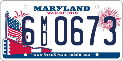 MD license plate 6MD0673
