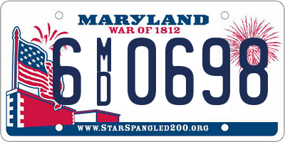 MD license plate 6MD0698