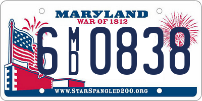 MD license plate 6MD0838