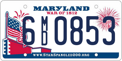 MD license plate 6MD0853