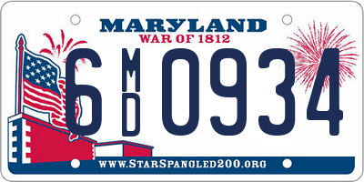 MD license plate 6MD0934