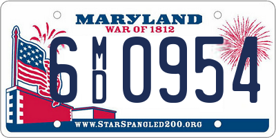 MD license plate 6MD0954