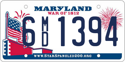 MD license plate 6MD1394