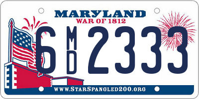 MD license plate 6MD2333
