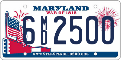 MD license plate 6MD2500