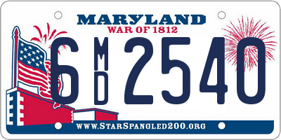 MD license plate 6MD2540