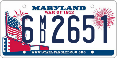 MD license plate 6MD2651