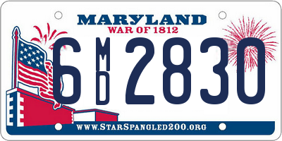 MD license plate 6MD2830