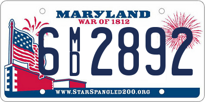 MD license plate 6MD2892