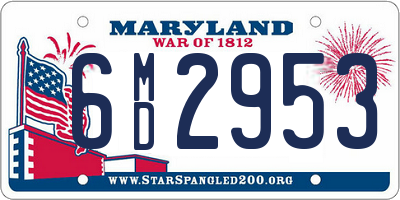 MD license plate 6MD2953