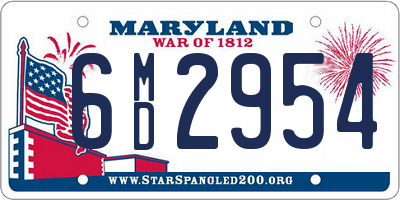 MD license plate 6MD2954