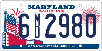 MD license plate 6MD2980