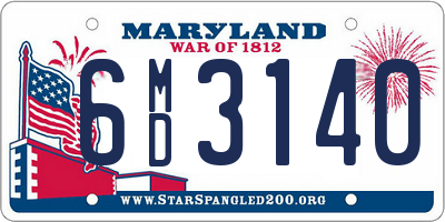 MD license plate 6MD3140