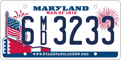 MD license plate 6MD3233