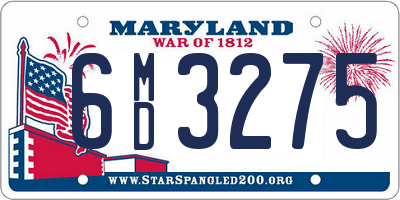 MD license plate 6MD3275