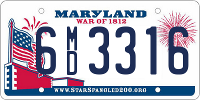 MD license plate 6MD3316