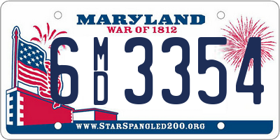 MD license plate 6MD3354