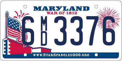 MD license plate 6MD3376