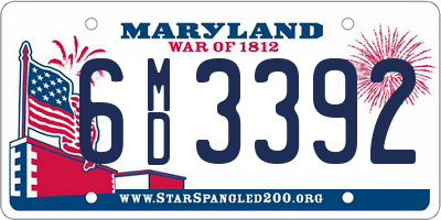 MD license plate 6MD3392