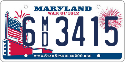 MD license plate 6MD3415
