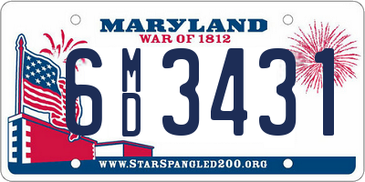 MD license plate 6MD3431