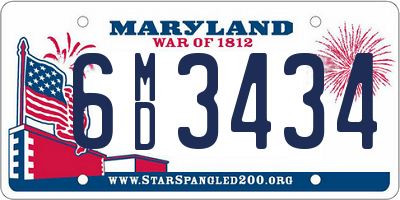 MD license plate 6MD3434