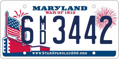 MD license plate 6MD3442