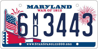 MD license plate 6MD3443