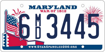 MD license plate 6MD3445