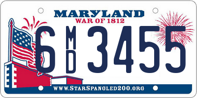 MD license plate 6MD3455