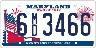 MD license plate 6MD3466