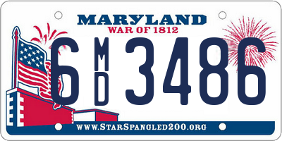 MD license plate 6MD3486